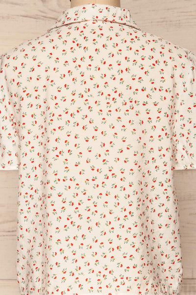 Maing White Floral Short Sleeved Cropped Shirt | La Petite Garçonne 7