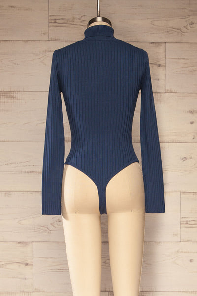 Mainz Blue Long Sleeve Turtleneck Bodysuit | La petite garçonne back view