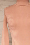 Mainz Pink Long Sleeve Turtleneck Bodysuit | La petite garçonne front close-up