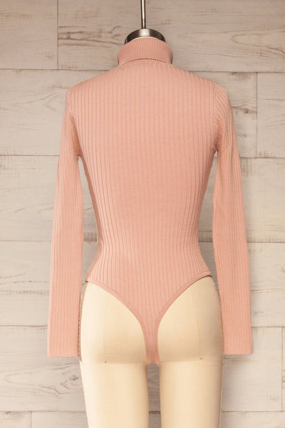 Mainz Pink Long Sleeve Turtleneck Bodysuit | La petite garçonne back view