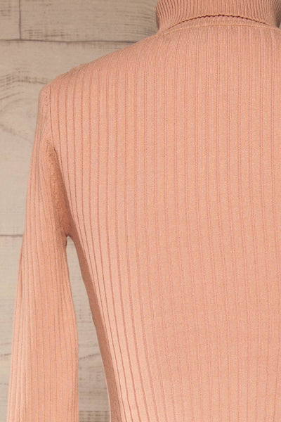 Mainz Pink Long Sleeve Turtleneck Bodysuit | La petite garçonne back close-up