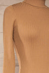 Mainz Taupe Long Sleeve Turtleneck Bodysuit | La petite garçonne side close-up