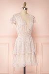 Malena Light Pink Short Sleeve Floral Dress | Boutique 1861 side view