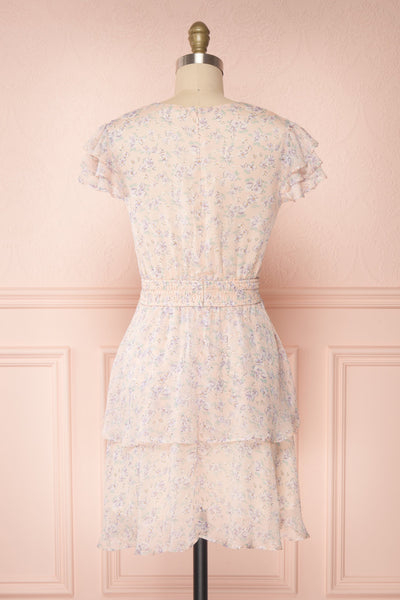 Malena Light Pink Short Sleeve Floral Dress | Boutique 1861 back view