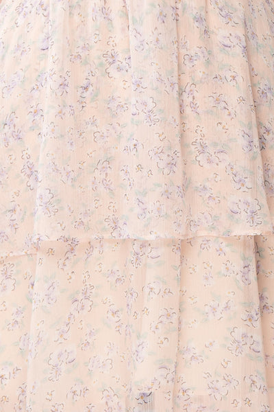 Malena Light Pink Short Sleeve Floral Dress | Boutique 1861 fabric