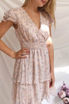 Malena Light Pink Floral Short Dress | Boutique 1861 on model