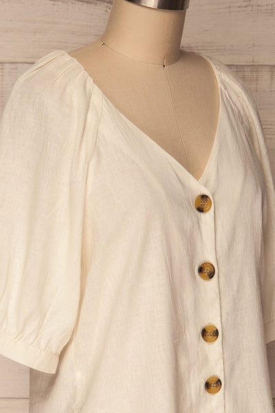 Malhao Ivory Short Sleeved Buttoned Top | La Petite Garçonne 4