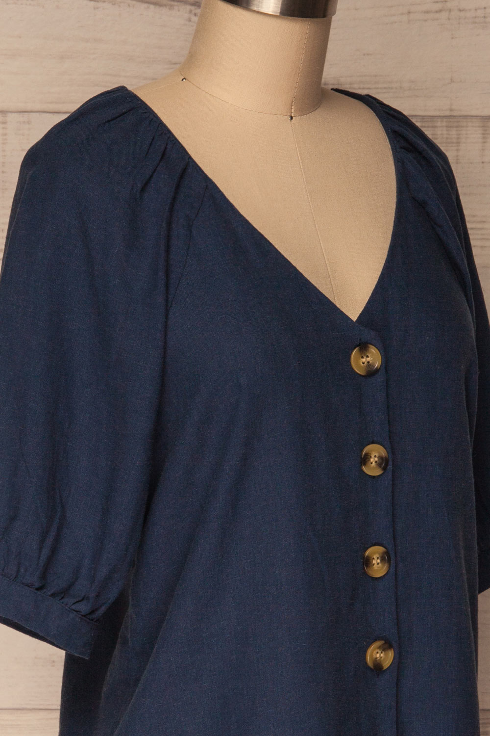 Malhao Navy Blue Short Sleeved Buttoned Top | La Petite Garçonne 4