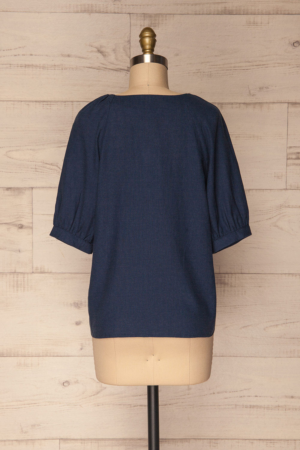 Malhao Navy Blue Short Sleeved Buttoned Top | La Petite Garçonne 5