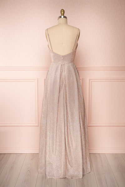 Malorie Dusty Pink Voluminous Maxi Dress | Boutique 1861 back view