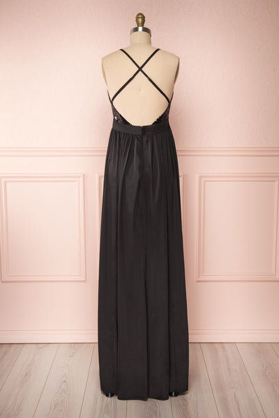 Mana Black Maxi Dress w/ Sequins | Boutique 1861 back view