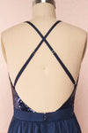 Mana Navy Blue Maxi Dress w/ Sequins | Boutique 1861 back close up