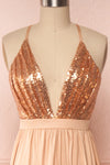 Mana Rosegold Maxi Dress w/ Sequins | Boutique 1861 front close up