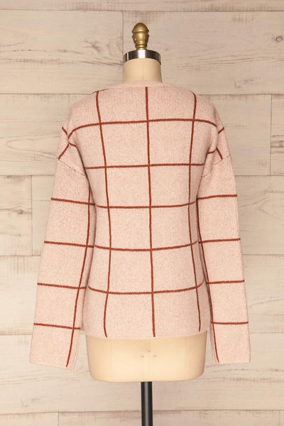 Marconia Pink Checkered Oversized Sweater | La Petite Garçonne back view