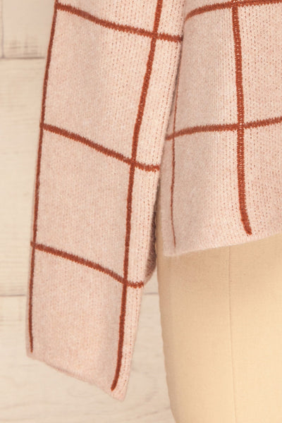 Marconia Pink Checkered Oversized Sweater | La Petite Garçonne bottom close-up