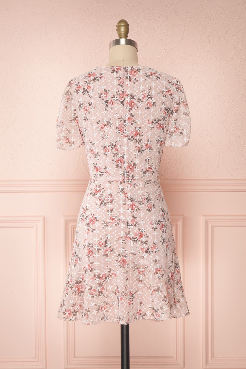 Mardoll Lilac Floral V-Neck Short Dress | Boutique 1861 back view