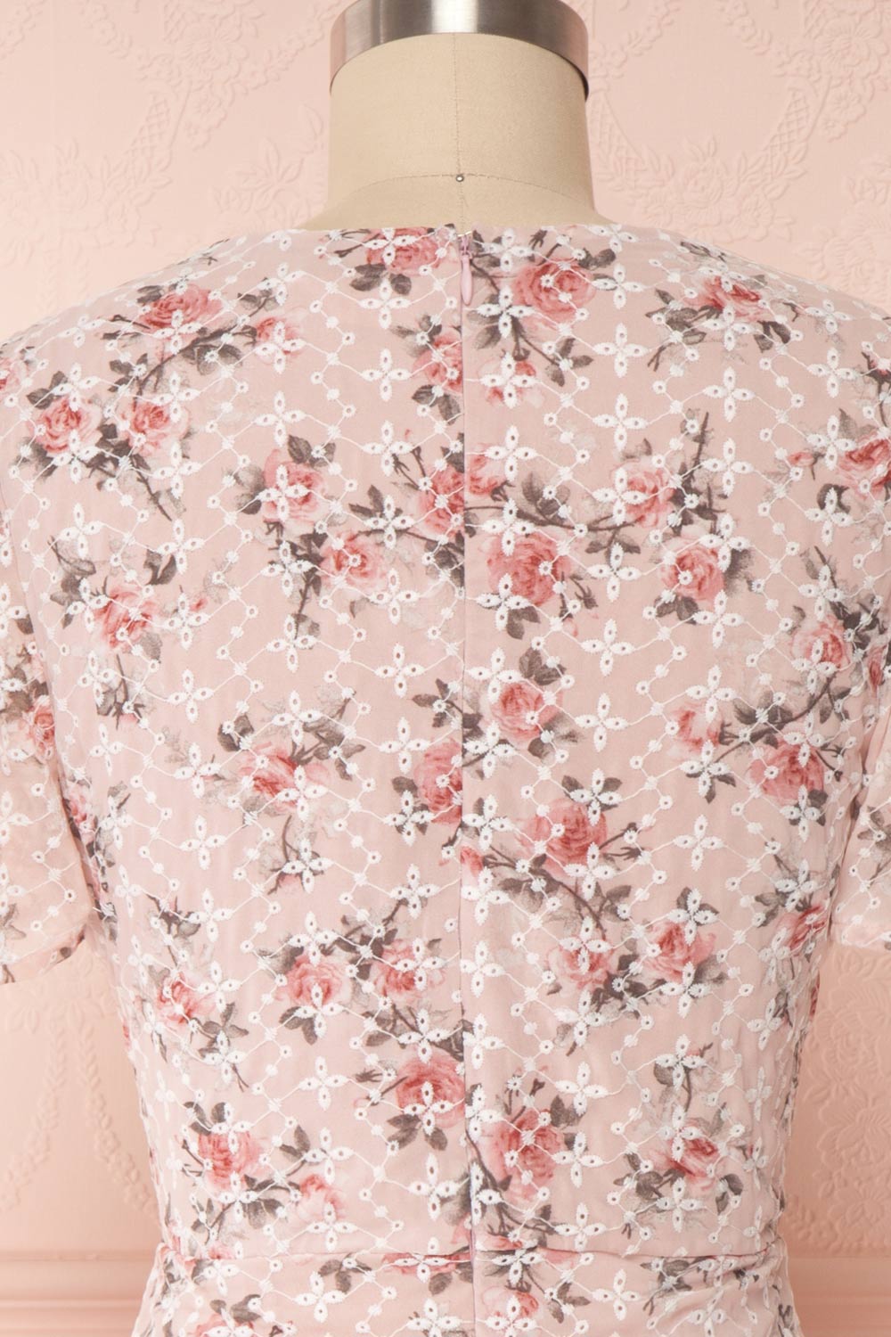 Mardoll Lilac Floral V-Neck Short Dress | Boutique 1861 back close up