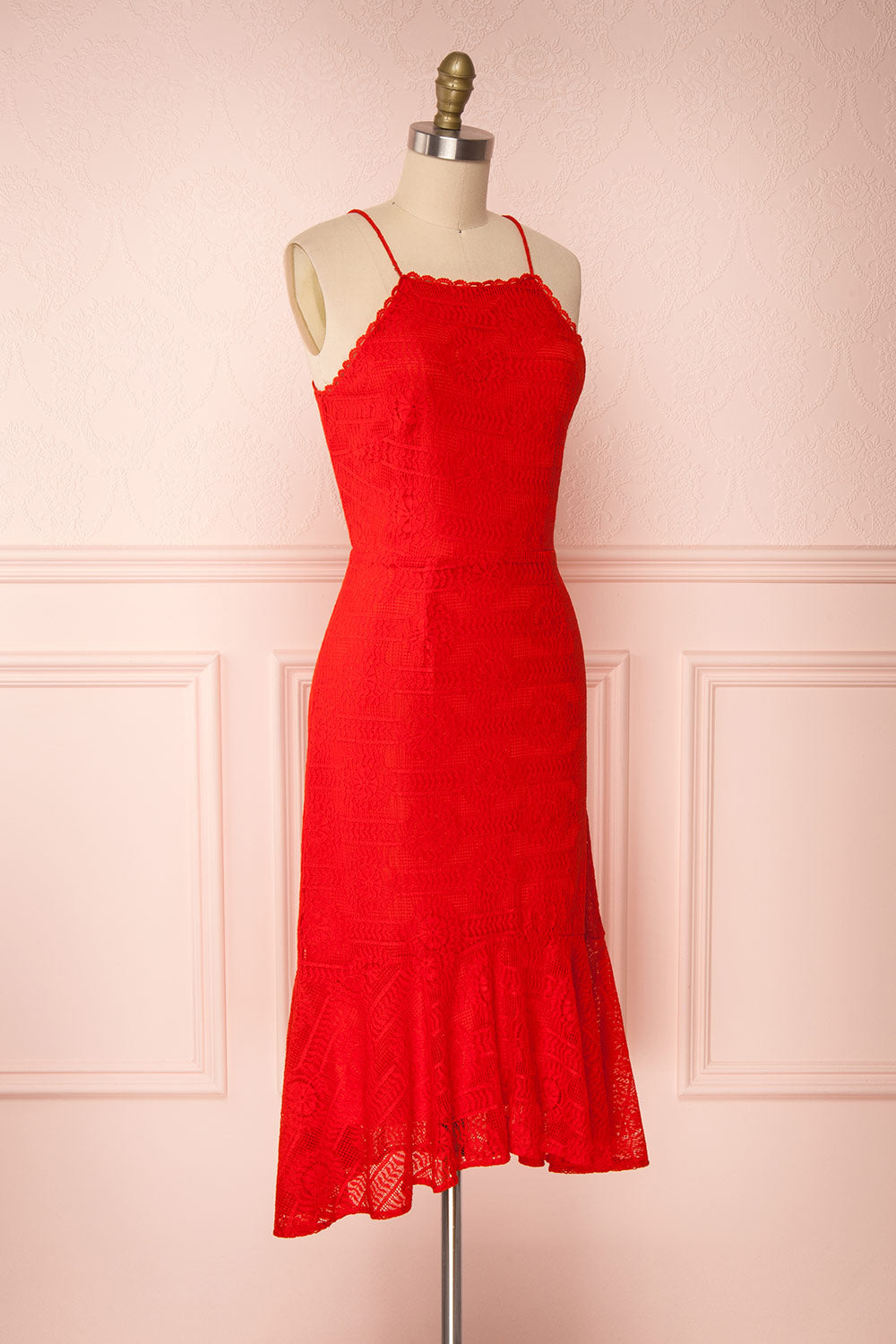 Margita Red Hatler Summer Midi Dress | Boutique 1861 side view 