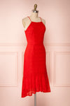 Margita Red Hatler Summer Midi Dress | Boutique 1861 side view