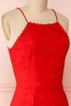 Margita Red Hatler Summer Midi Dress | Boutique 1861 side close-up
