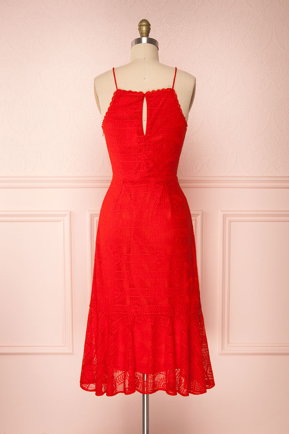 Margita Red Hatler Summer Midi Dress | Boutique 1861 back view