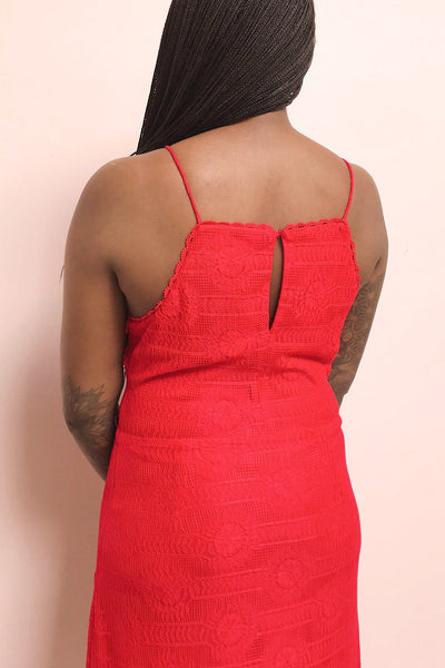 Margita Red Hatler Summer Midi Dress | Boutique 1861 model back