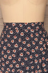 Margotte Navy Blue Short Floral Skirt | La petite garçonne front close up