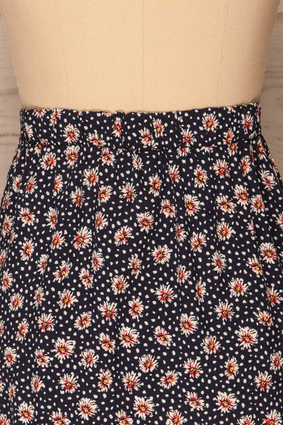Margotte Navy Blue Short Floral Skirt | La petite garçonne back close up