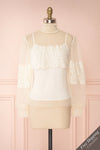Mariasole Cream See-Through Top w/ Cami | Boutique 1861 front view