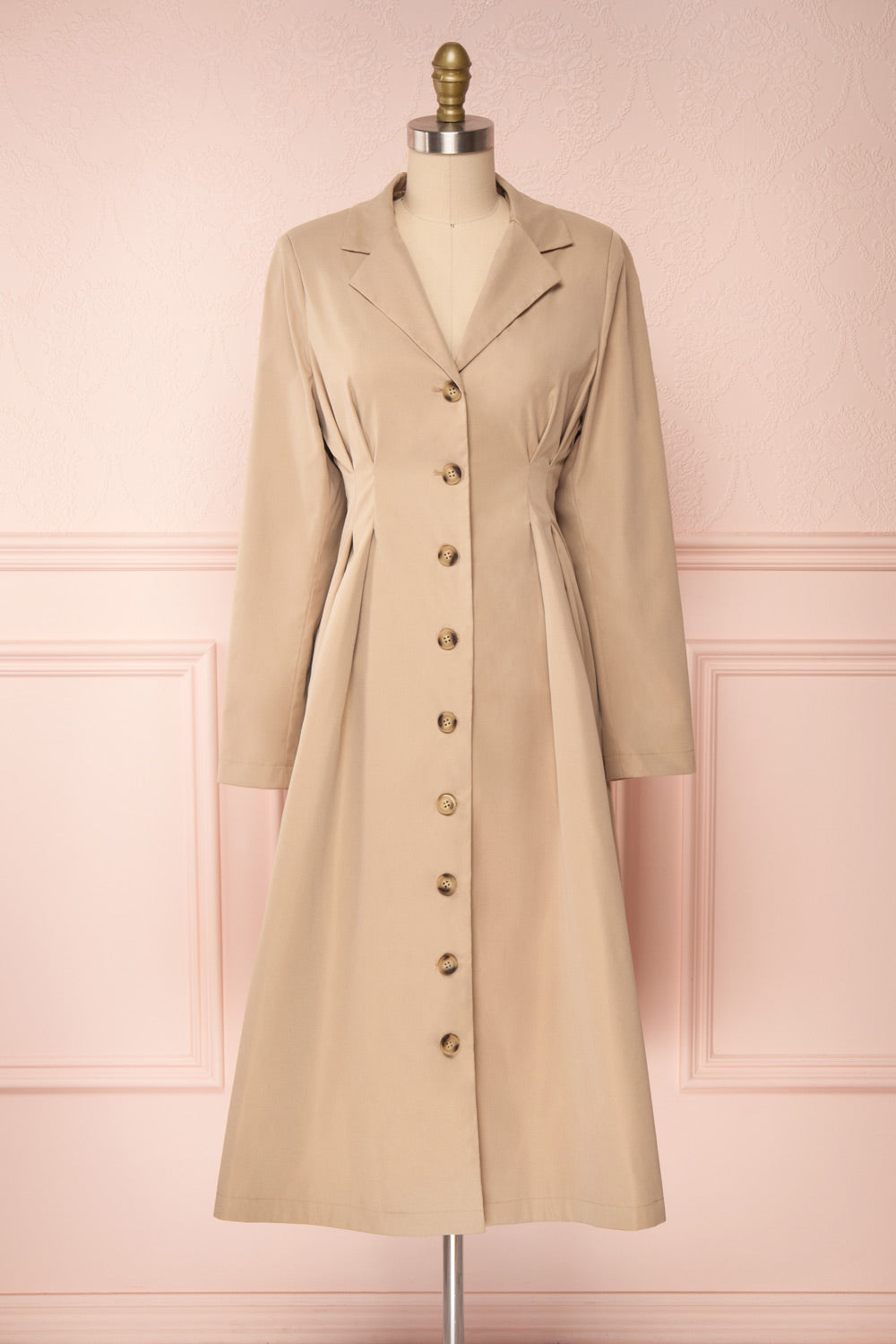 Maribelle Beige Long Sleeved Trench Coat | Boutique 1861 bottom