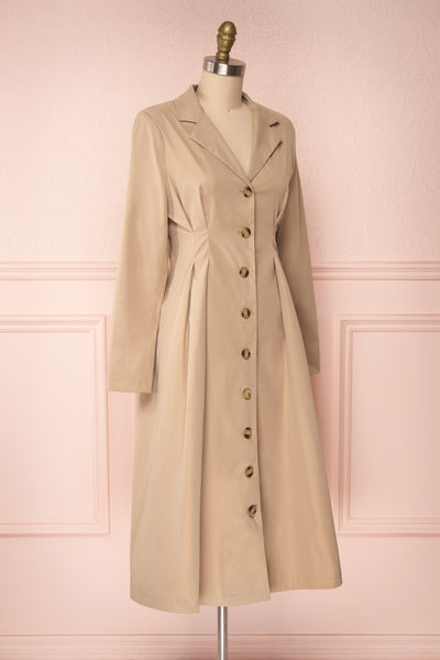 Maribelle Beige Long Sleeved Trench Coat | Boutique 1861 side view