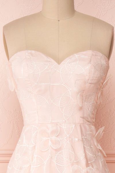 Marichka Pink Floral A-Line Bustier Gown | Boutique 1861 front close-up