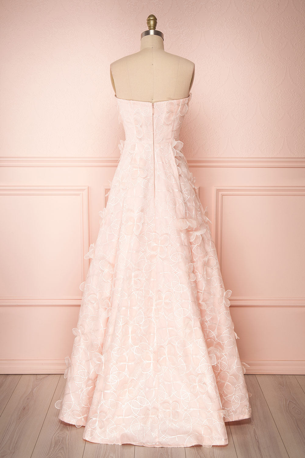 Marichka Pink Floral A-Line Bustier Gown | Boutique 1861 back view 