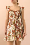 Marietta Floral Off-Shoulder Short Dress | Boutique 1861 model close up