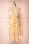 Marike Orange Floral Chiffon Midi Dress | Boutique 1861