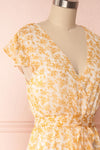 Marike Orange Floral Chiffon Midi Dress side close up | Boutique 1861