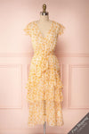 Marike Orange Floral Chiffon Midi Dress front view FS | Boutique 1861