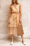 Marike Orange Floral Chiffon Midi Dress | Boutique 1861 model look