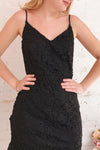 Marisela Black Short Lace Dress | Boutique 1861 on model