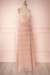Marisol Blush Mesh Gown w/ Layered Ruffle Skirt | SIDE VIEW | Boutique 1861