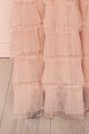 Marisol Blush Mesh Gown w/ Layered Ruffle Skirt | BOTTOM CLOSE UP | Boutique 1861
