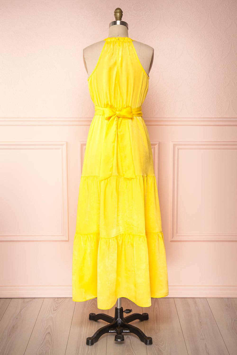 Marjolaine Yellow Mock Neck Maxi Summer Dress | Boutique 1861 front view 