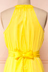 Marjolaine Yellow Mock Neck Maxi Summer Dress | Boutique 1861 front close-up