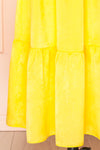 Marjolaine Yellow Mock Neck Maxi Summer Dress | Boutique 1861 bottom close-up