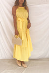 Marjolaine Yellow Mock Neck Maxi Summer Dress | Boutique 1861 model look
