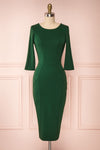 Marjorie Forest Green 3/4 Sleeves Midi Dress | Boutique 1861 front view