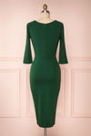 Marjorie Forest Green 3/4 Sleeves Midi Dress | Boutique 1861 back view