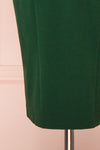 Marjorie Forest Green 3/4 Sleeves Midi Dress | Boutique 1861 bottom close-up