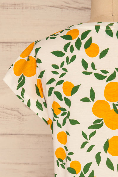 Markova White Lemon Print T-Shirt | La petite garçonne  back close-up