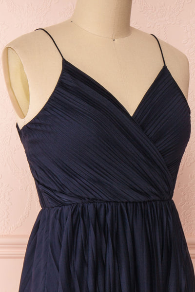 Marly Rain Navy Blue Sleeveless A-Line Dress | Boutique 1861 side close-up